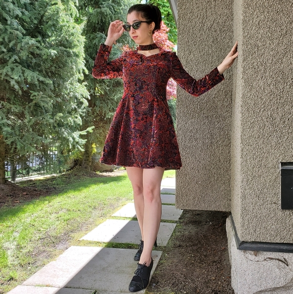 Skater Dress with Velvet Rose detail - Picture 1 of 4